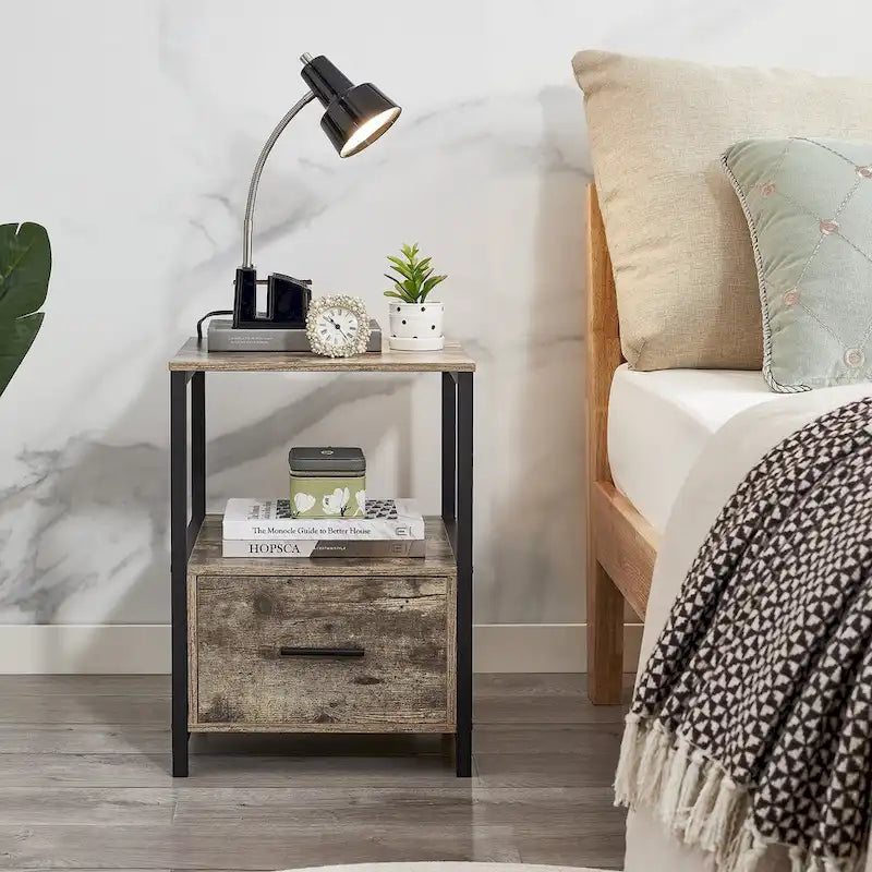 Javlergo Set of 2 Modern Square 1-Drawer Nightstands - Stylish End Tables for Bedroom and Living Room
