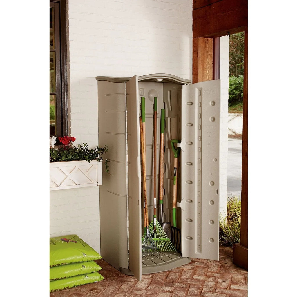 Rubbermaid Vertical Resin Outdoor Storage Shed – Weather-Resistant Plastic Garden Storage Cabinet
