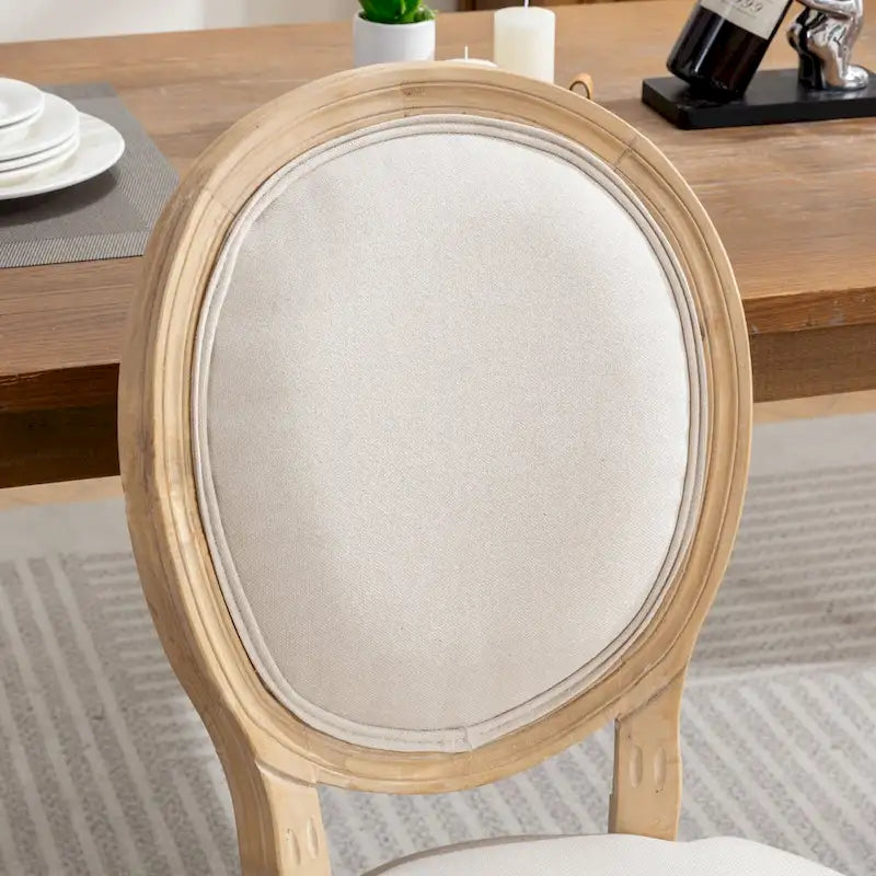 Set of 2 French Oval Back Dining Chairs - Elegant Retro Design with Solid Wood Frame