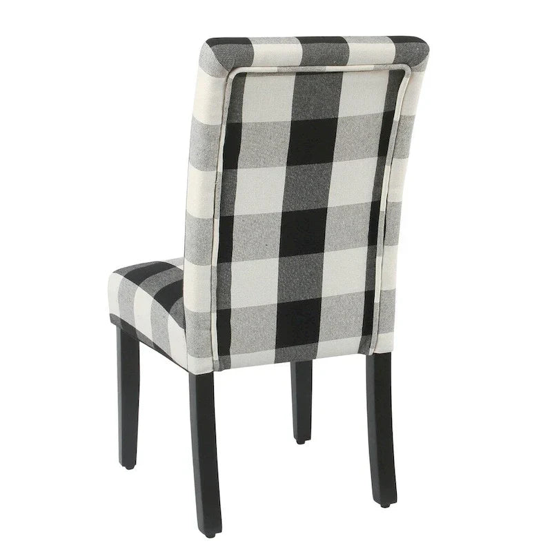 Set of 2 HomePop Black Plaid Parsons Dining Chairs