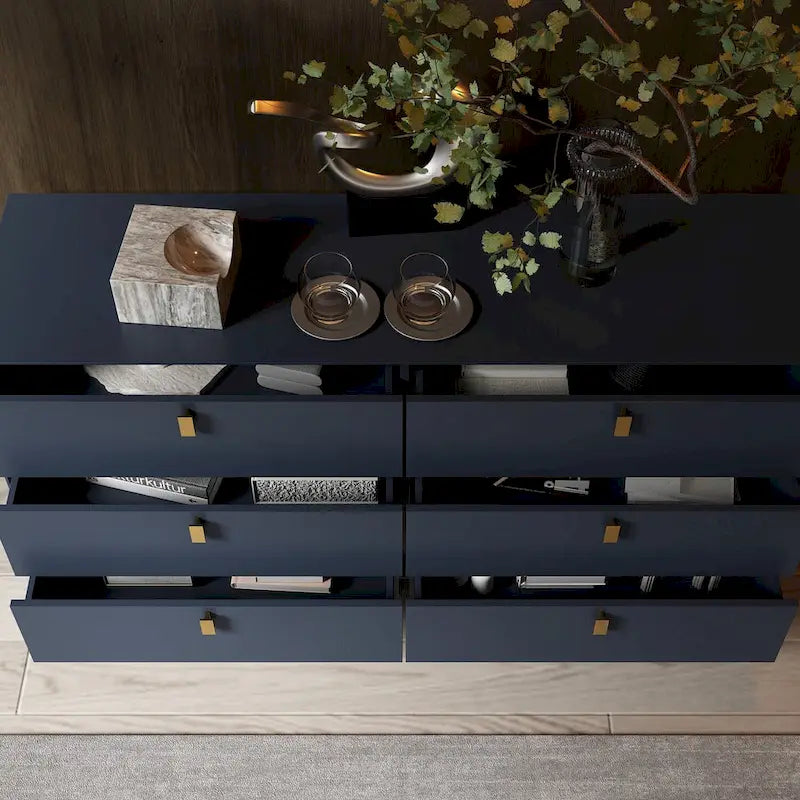 Mid-Century 6-Drawer Storage Dresser Chest Sideboard