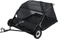 44-Inch Tow Behind Lawn Sweeper, Heavy Duty Yard Sweeper with Dumping Rope Rubber Wheels, Adjustable Sweeping Height Large Capacity Leaf Grass Collector (Black)