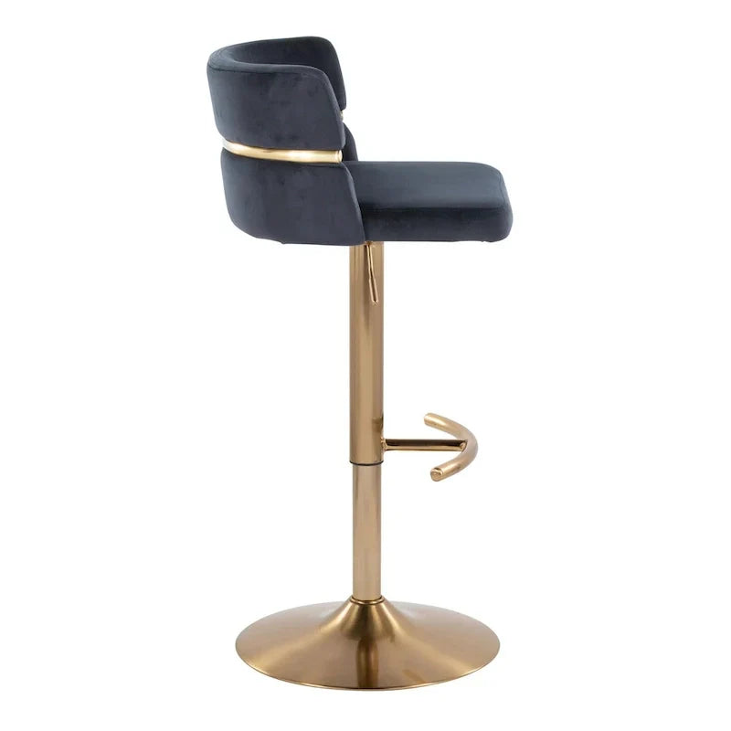 Set of 2 Silver Orchid Lena Adjustable Bar Stools with Rounded T Footrest