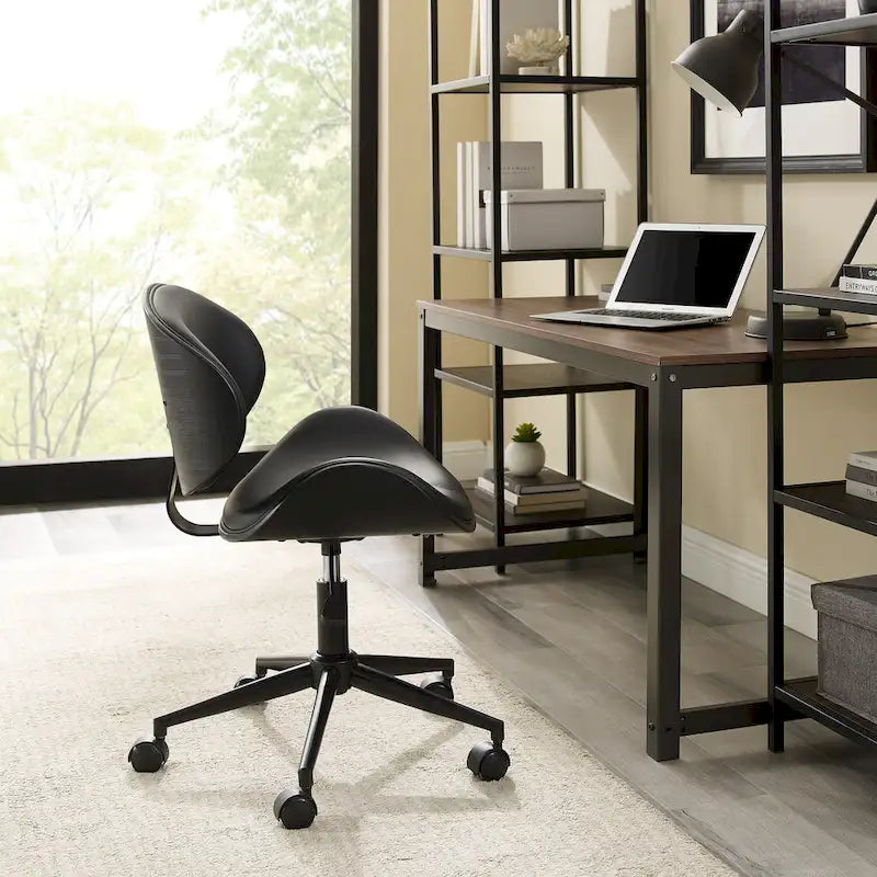 Mid-Century Modern Adjustable Office Chair with Swivel & Casters