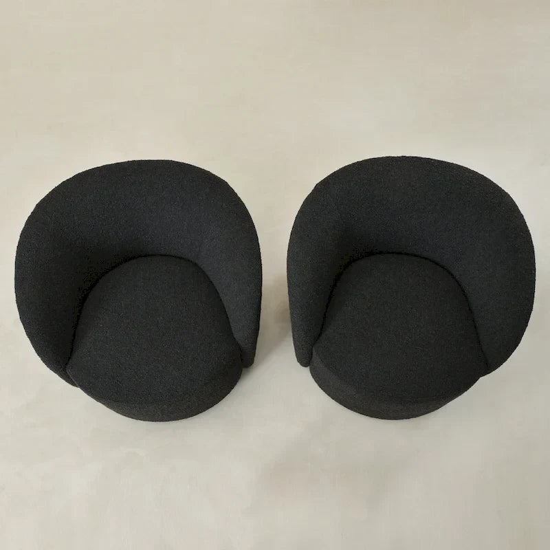 Set of 2 KINWELL 34-Inch Wide Upholstered Swivel Barrel Chairs