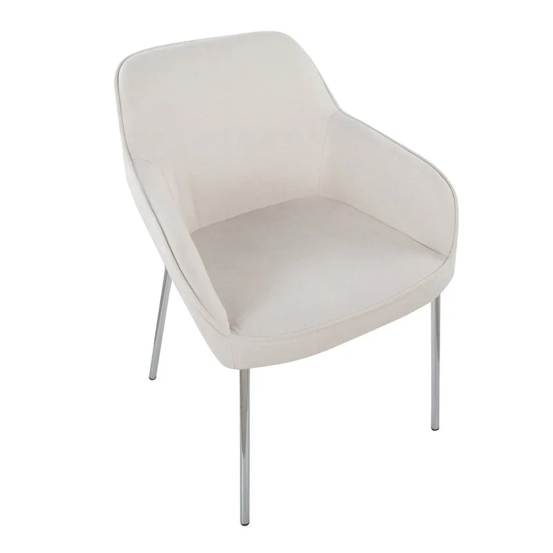 Set of 2 Silver Orchid Galotti Chrome Upholstered Dining Chairs