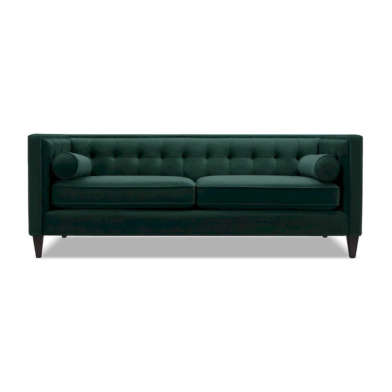 Jack 84 Mid-Century Modern Tuxedo Sofa with Decorative Bolster Pillows