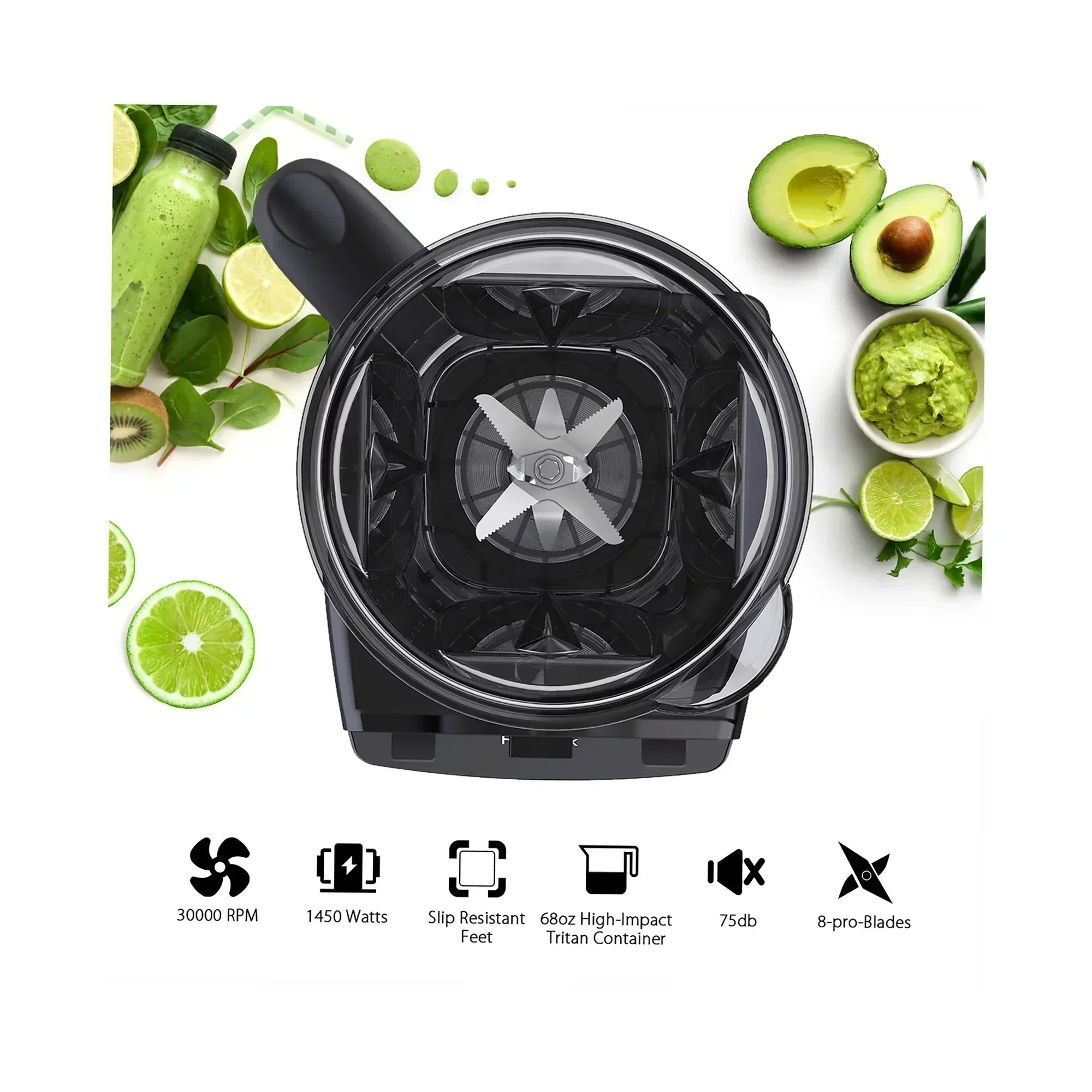 Professional Blender with 1450-Watt Motor & 68 oz Dishwasher-Safe Total Crushing Pitcher, Black