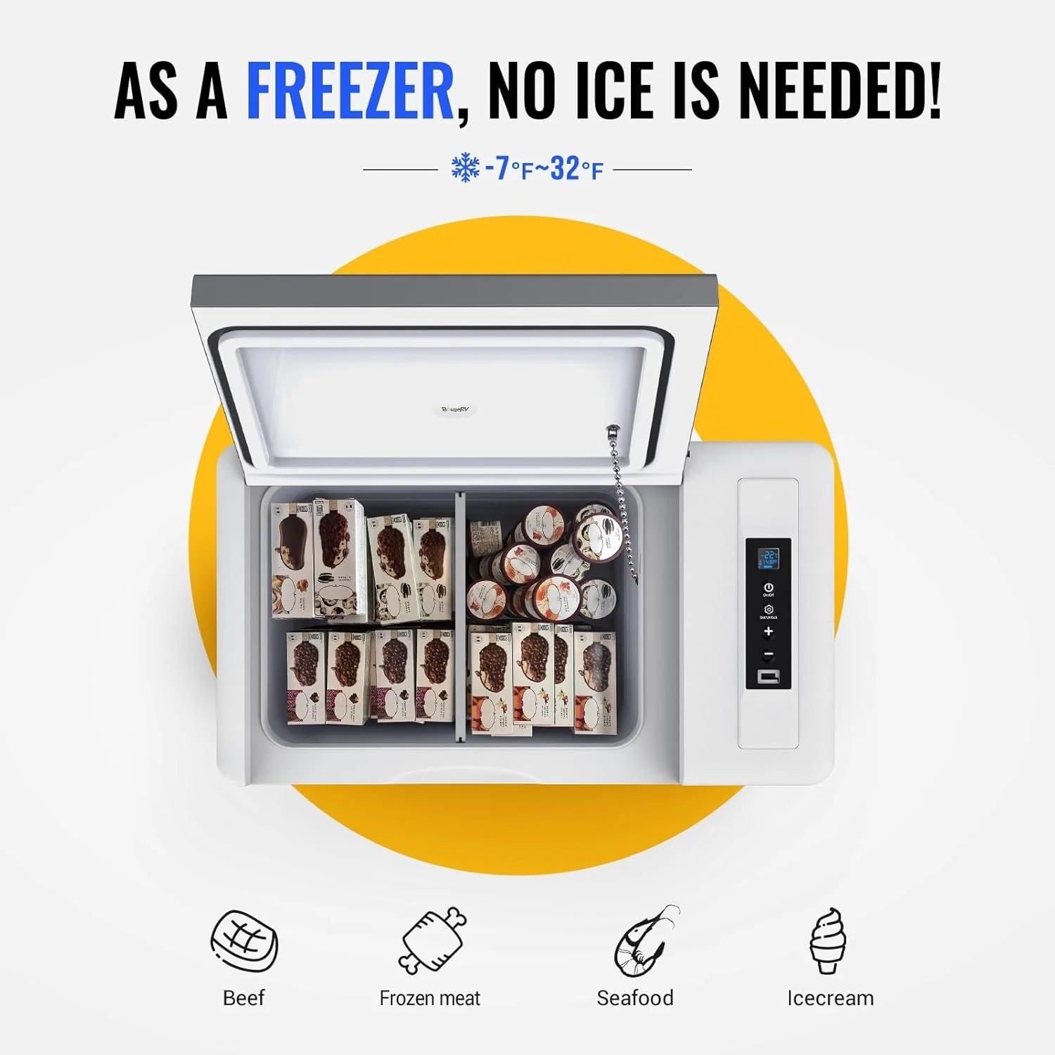 12 Volt Refrigerator 12V Car Fridge 23 Quart Portable Freezer Compressor Cooler 12/24V DC 110~240 Volt AC for Truck Van RV Camper SUV Travel Camping Road Trips Tailgating -7��~50��