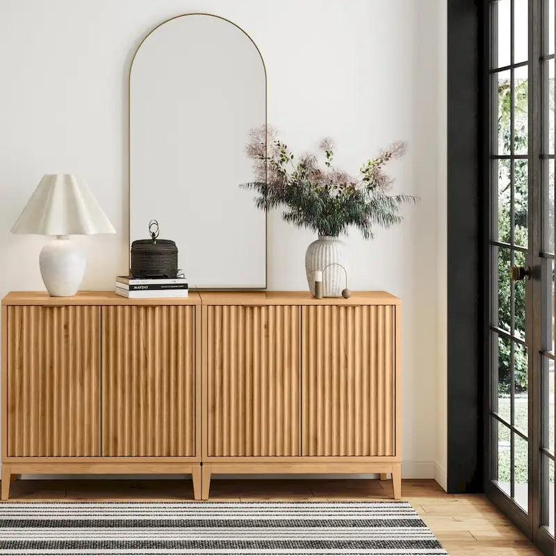 Jasper Contemporary Sideboard - Kitchen Storage Cabinet with Elegant Fluted Doors