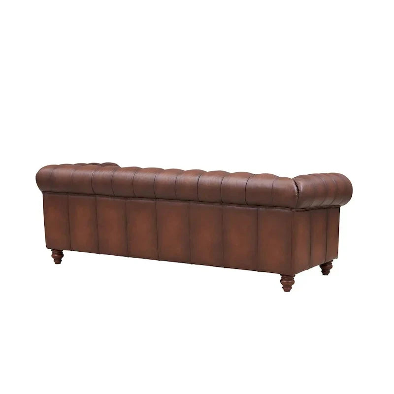 Hydeline Alton Bay Top Grain Leather Chesterfield Sofa and Loveseat Set