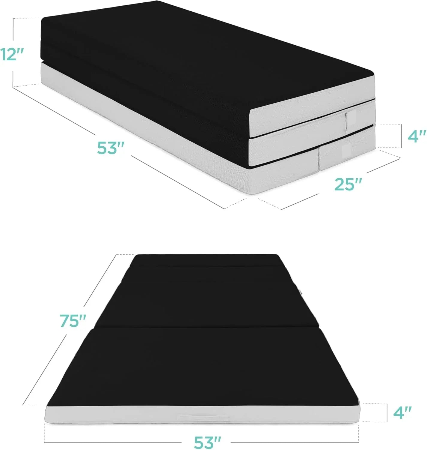 Best Choice Products 4in Portable Queen-Size Mattress, Tri-Fold Mattress for Camping, Guest, Toddler, Foam Plush w/Carry Case - Grey