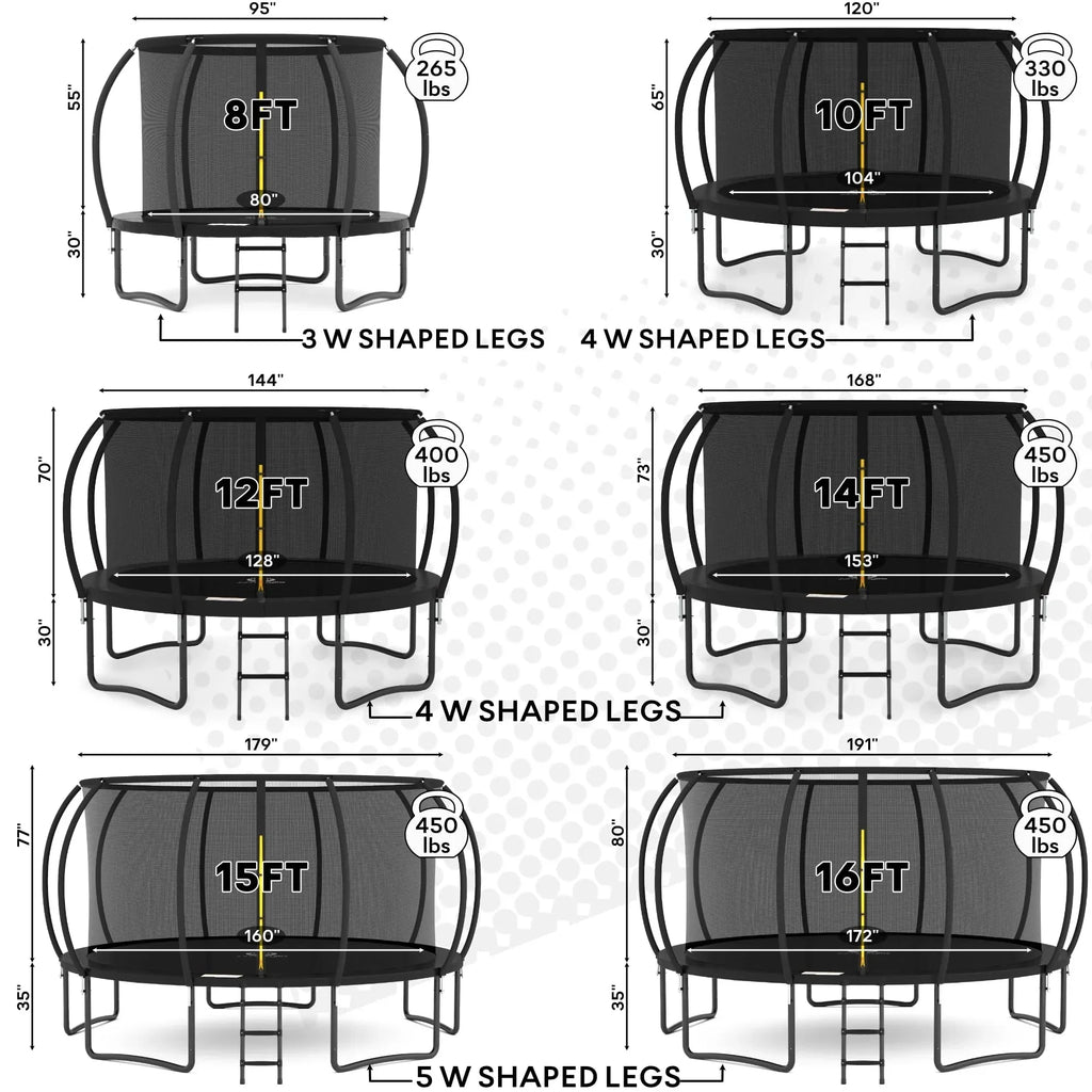 JUMPZYLLA 8FT Trampoline Outdoor with Enclosure for Kids
