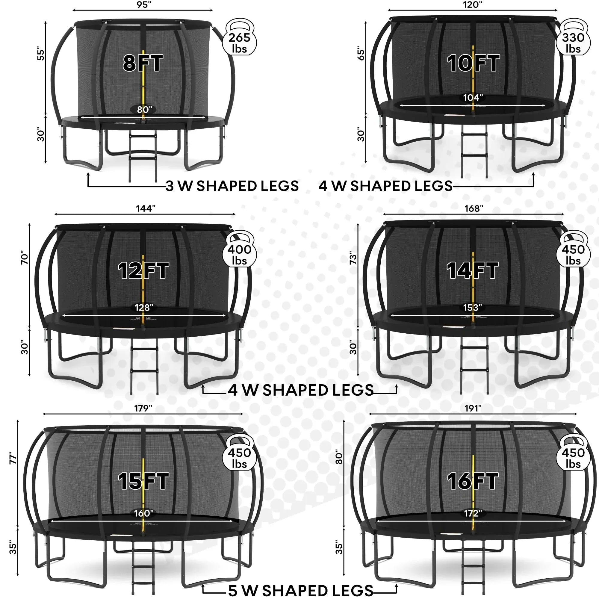 JUMPZYLLA 8FT Trampoline Outdoor with Enclosure for Kids