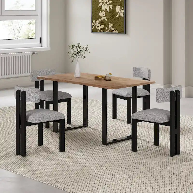 Set of 4 Astura Upholstered Dining Chairs with Iron Frame by Christopher Knight Home