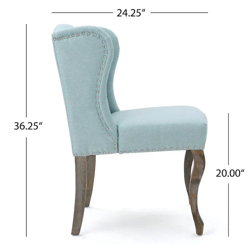 Set of 2 Niclas Wingback Studded Fabric Accent Chairs by Christopher Knight Home