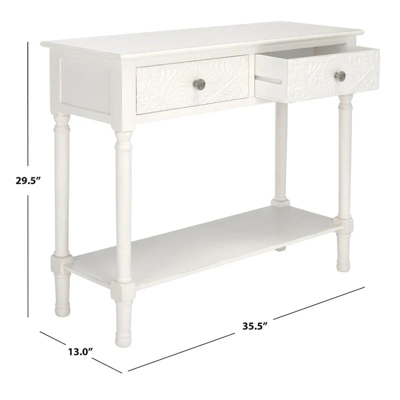 SAFAVIEH Leonia Console Table with 2 Drawers - Dimensions: 35.5" W x 13" L x 29.5" H