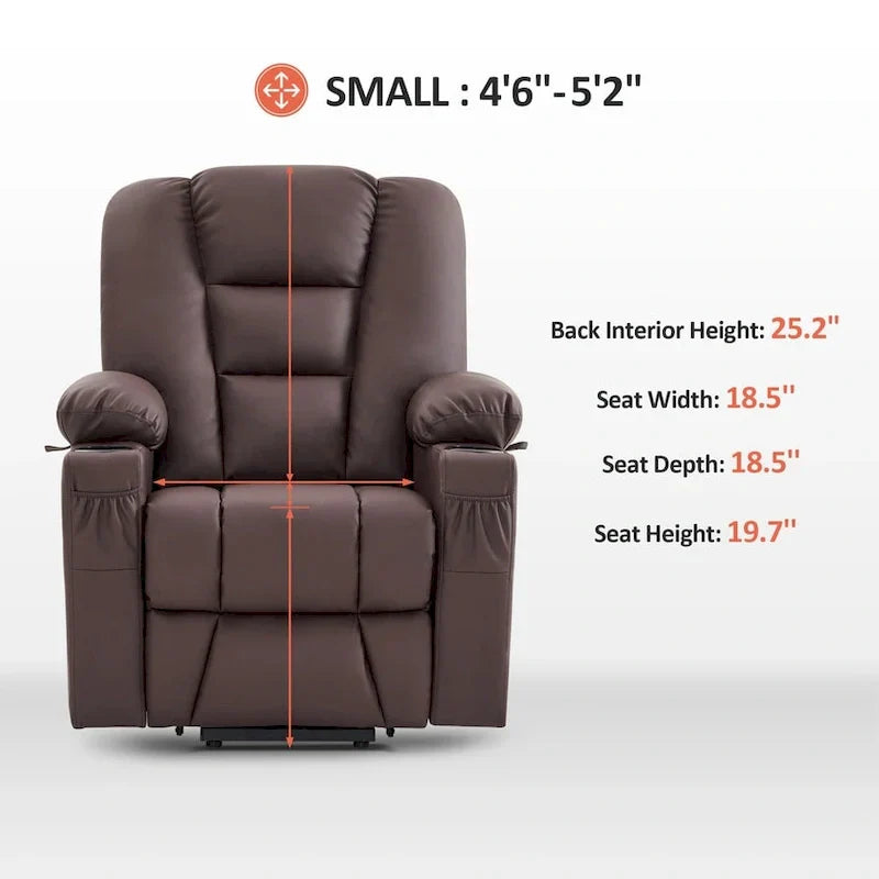 MCombo Compact Power Lift Recliner Chair with Massage and Heat for Seniors, Faux Leather Model 7569