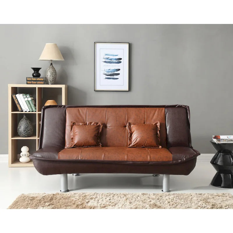 Lionel Faux Leather Convertible Sofa