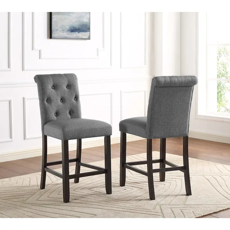 Roundhill Furniture Leviton 5-Piece Counter Height Dining Set in Antique Black Wood Finish