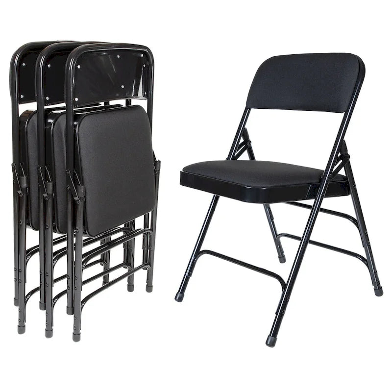 Hampden Furnishings Bernadine Collection Set of 4 Fabric Triple Brace Folding Chairs