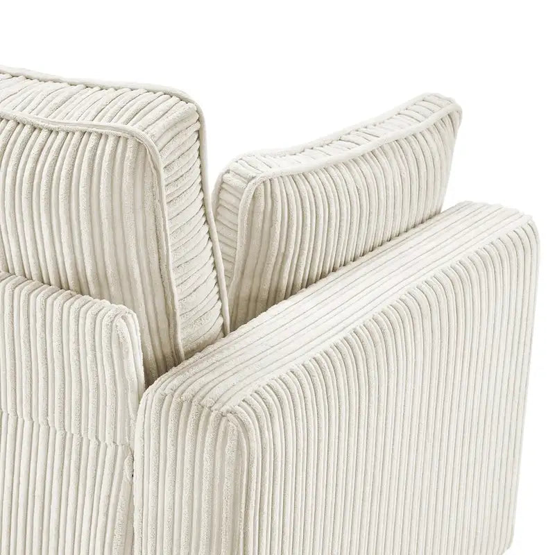 LUE BONA 81 Contemporary Corduroy 3-Seater Sofa - Upholstered Polyester Rectangle Design with Wooden Base for Living Room