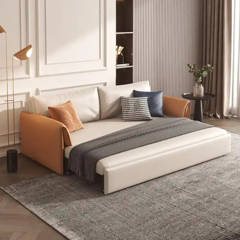 JASIWAY 65.4-Inch Vegan Leather Sleeper Sofa Bed