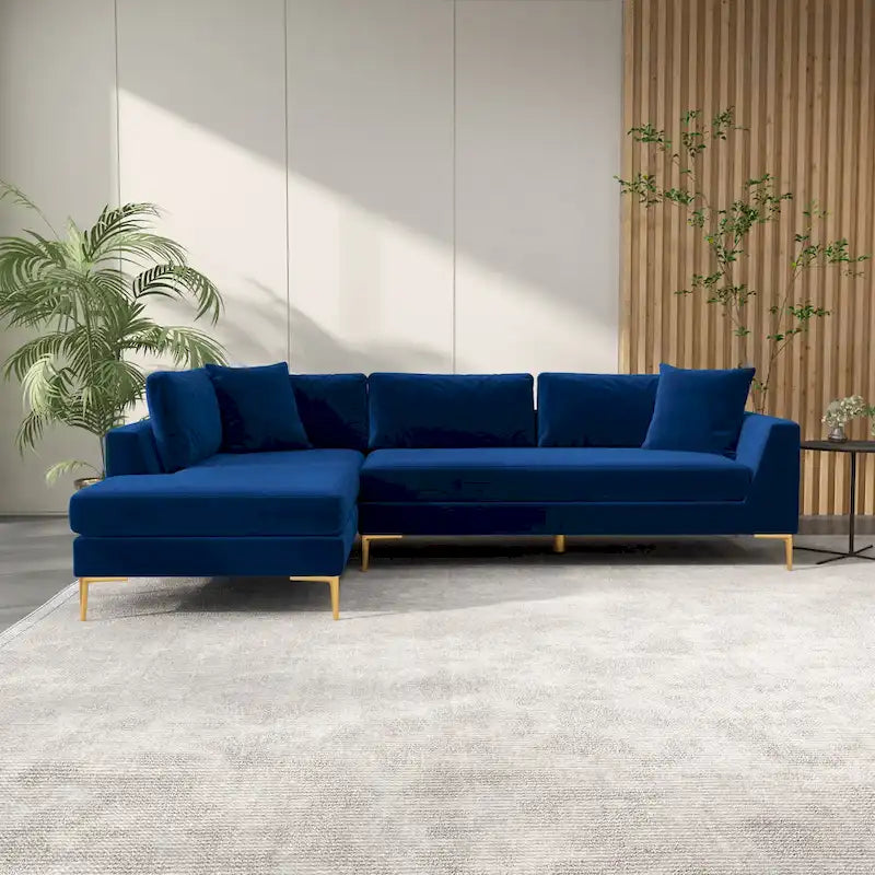 Mae Velvet Corner Sectional Sofa in Mid-Century Modern Style