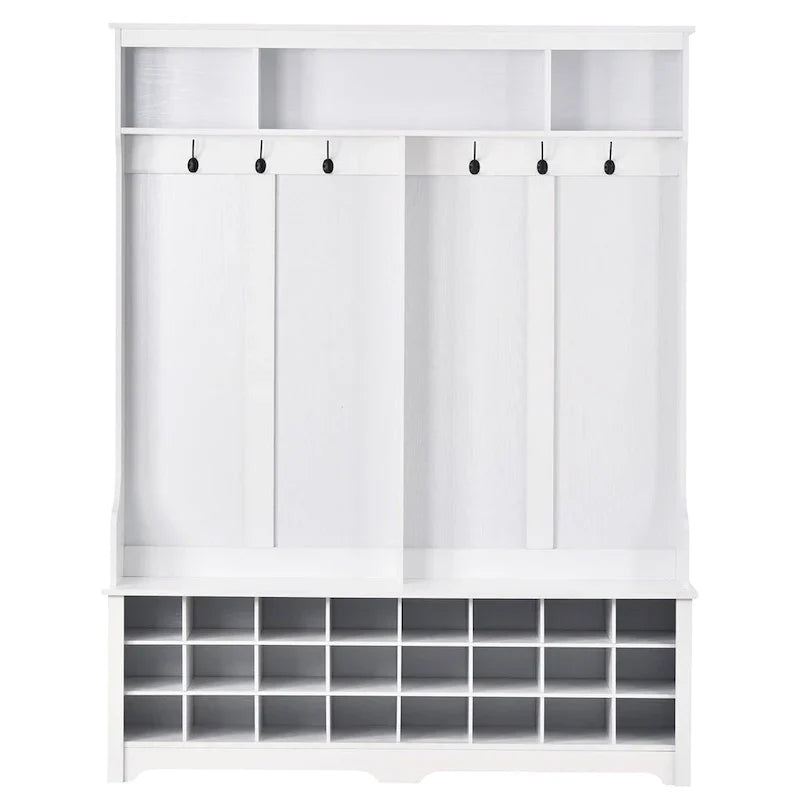 Merax Versatile Hall Tree with Hooks, Shelves, and 24 Shoe Storage Cubbies