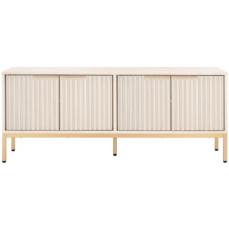 SAFAVIEH Deandra 4-Door Media Stand for Entertainment - Accommodates Up to 65-Inch Flat Screen TV - Dimensions: 60.8" W x 17.7" D x 24.6" H