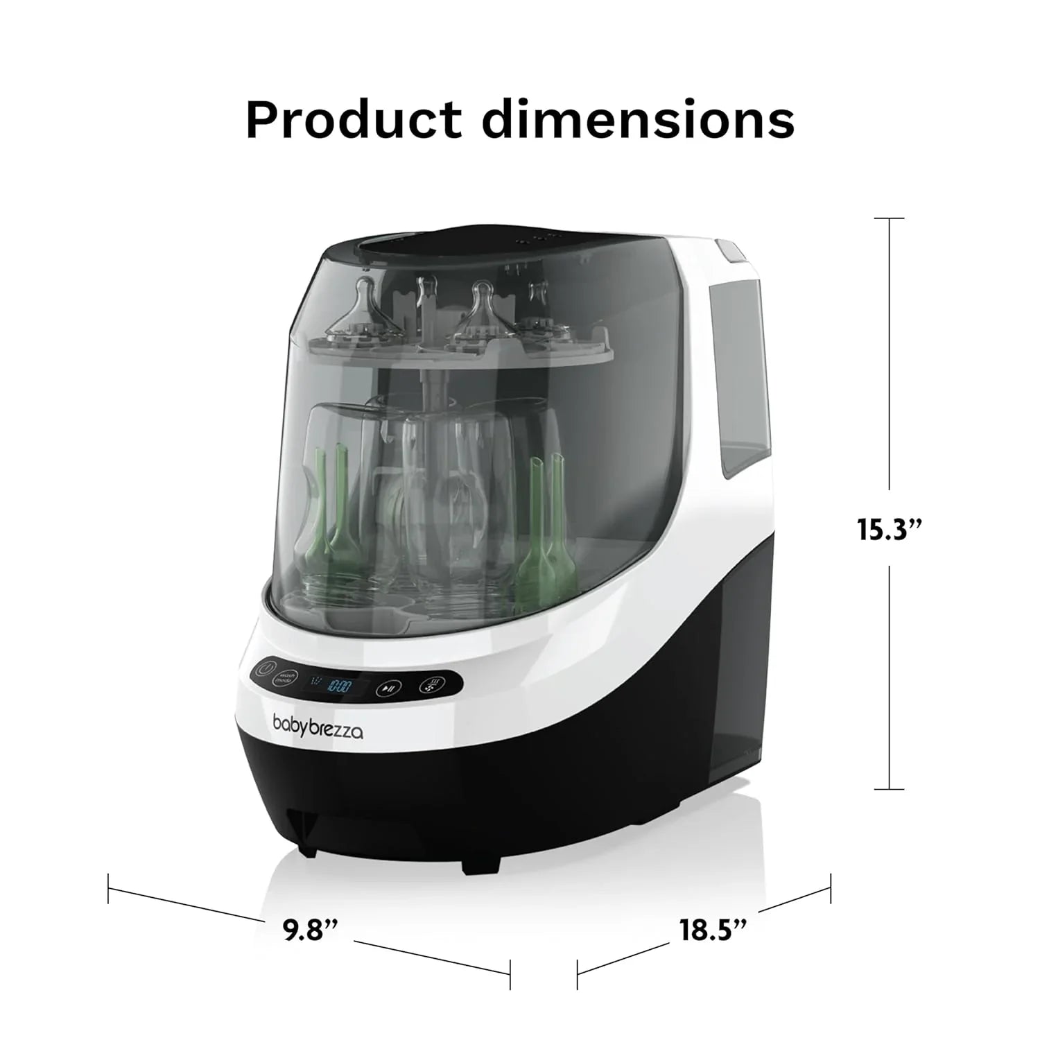 Baby Bottle Washer Pro - Baby Bottle Washer, Sterilizer + Dryer - All in One Machine Cleans Bottles, Pump Parts, & Sippy Cups - Replaces Hand Washing, Bottle Brushes and Drying Racks-Brezza