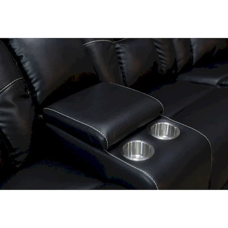 Mid-Century Modern Faux Leather Reclining Sectional Sofa