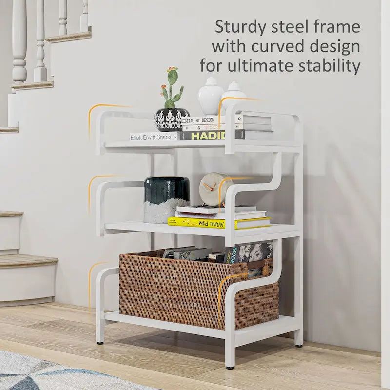 HOMCOM Industrial 3-Tier Printer Stand with Storage - Versatile Metal Rack for Home Office
