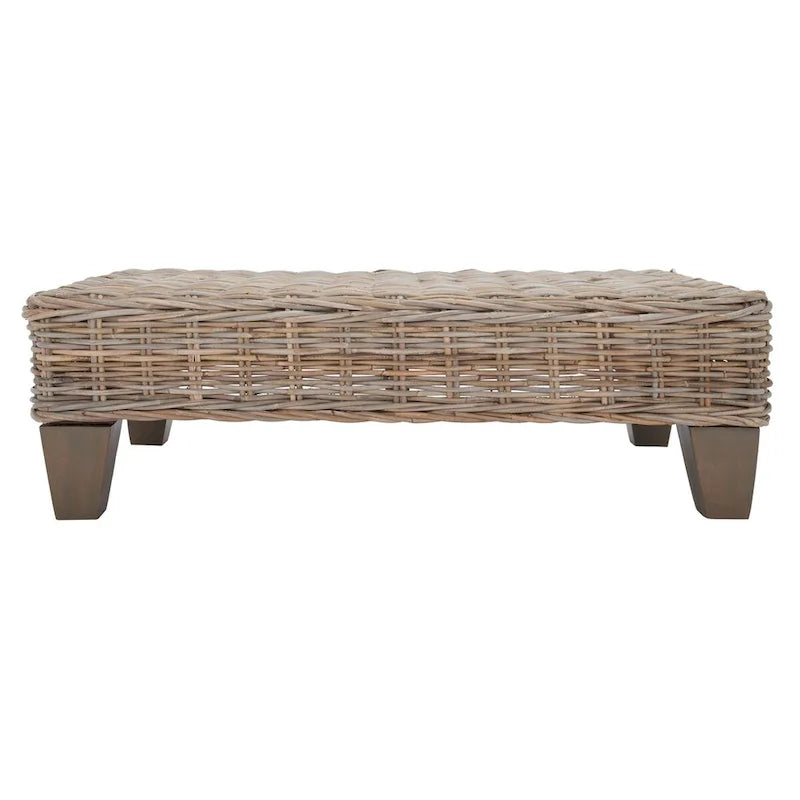 SAFAVIEH Caron Natural Wicker Bench - Washed Finish - Dimensions: 41"W x 28"D x 12"H