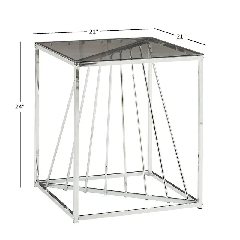 Hannah Square End Tables with Metal and Glass Top by iNSPIRE Q Bold