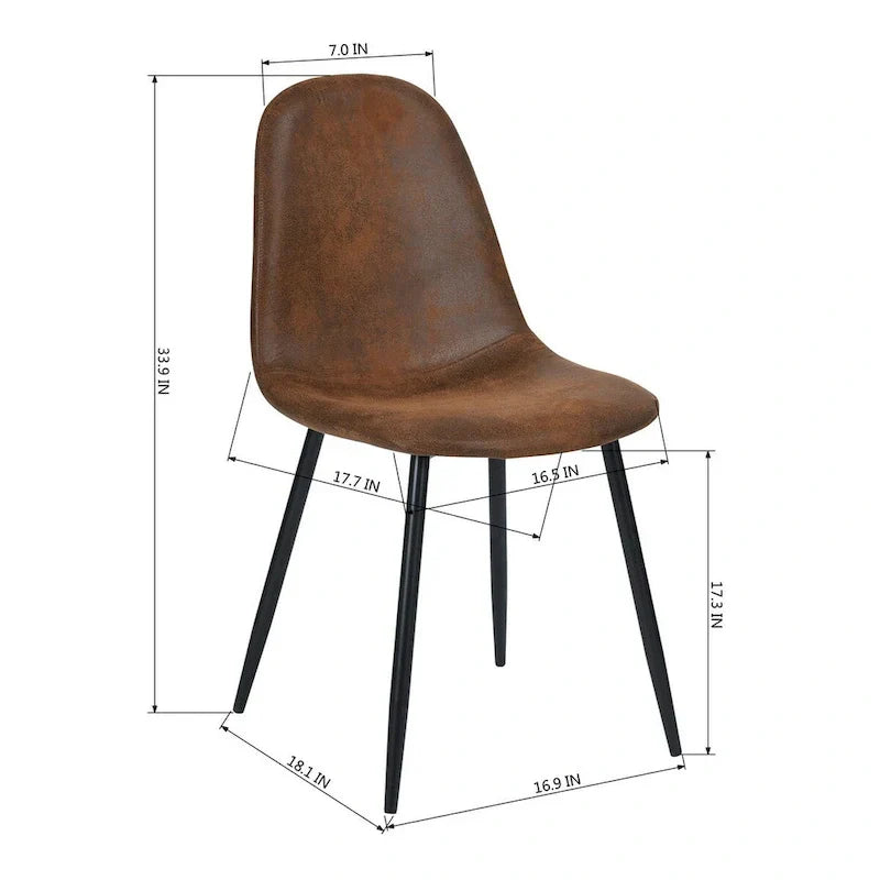 HomyLin Set of 4 Suede Dining Chairs with Black Metal Legs - Stylish Side Accent Chairs