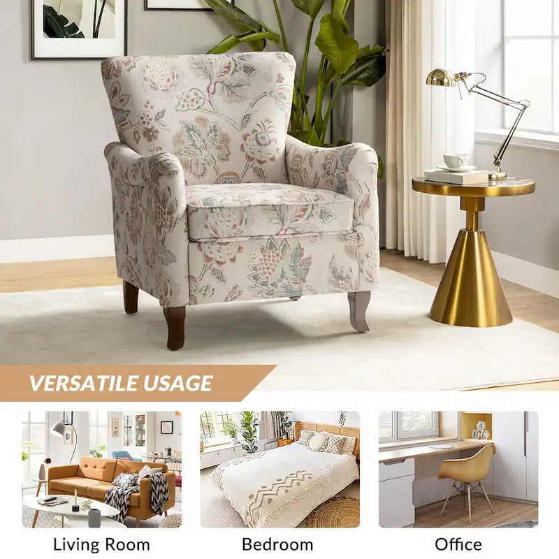 Set of 2 Samouel Contemporary Floral Wingback Armchairs by HULALA HOME