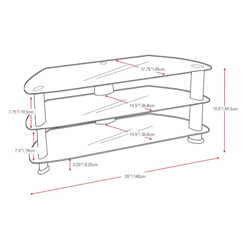 Laguna Satin Black Corner TV Stand for TVs Up to 65 Inches