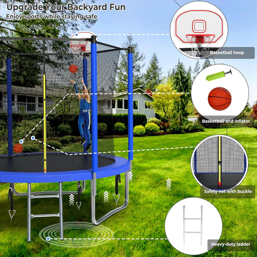 Upgraded 16Ft Trampoline with Basketball Hoop & Net