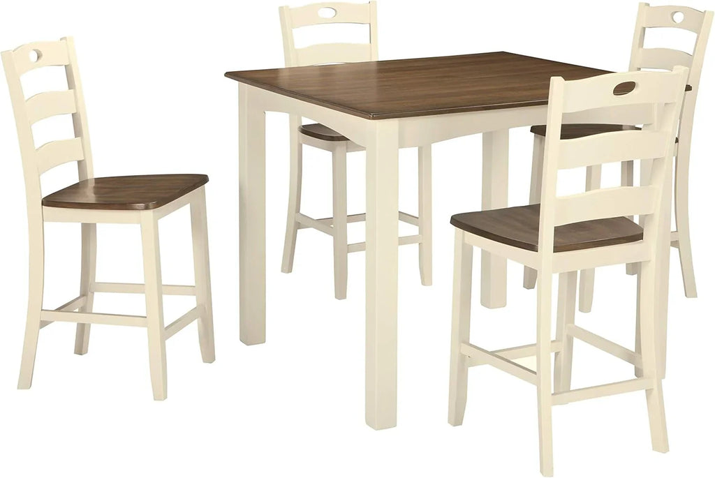 Signature Design by Ashley Bridson 5 Piece Dining Room Set Includes Table 4 Ladderback Barstools