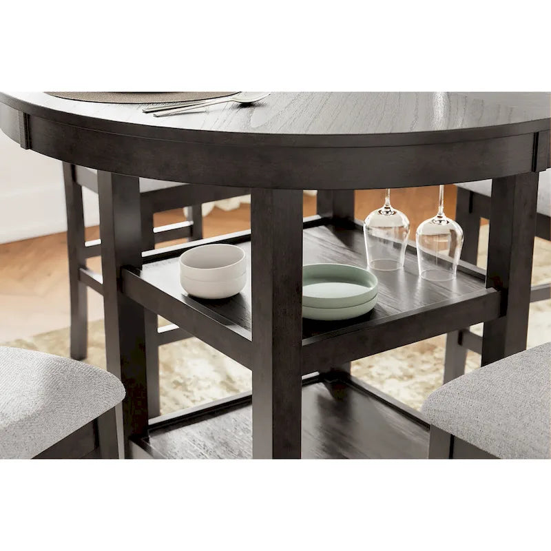 Signature Design by Ashley Langwest Counter Height Dining Table with 4 Barstools - Complete Set of 5