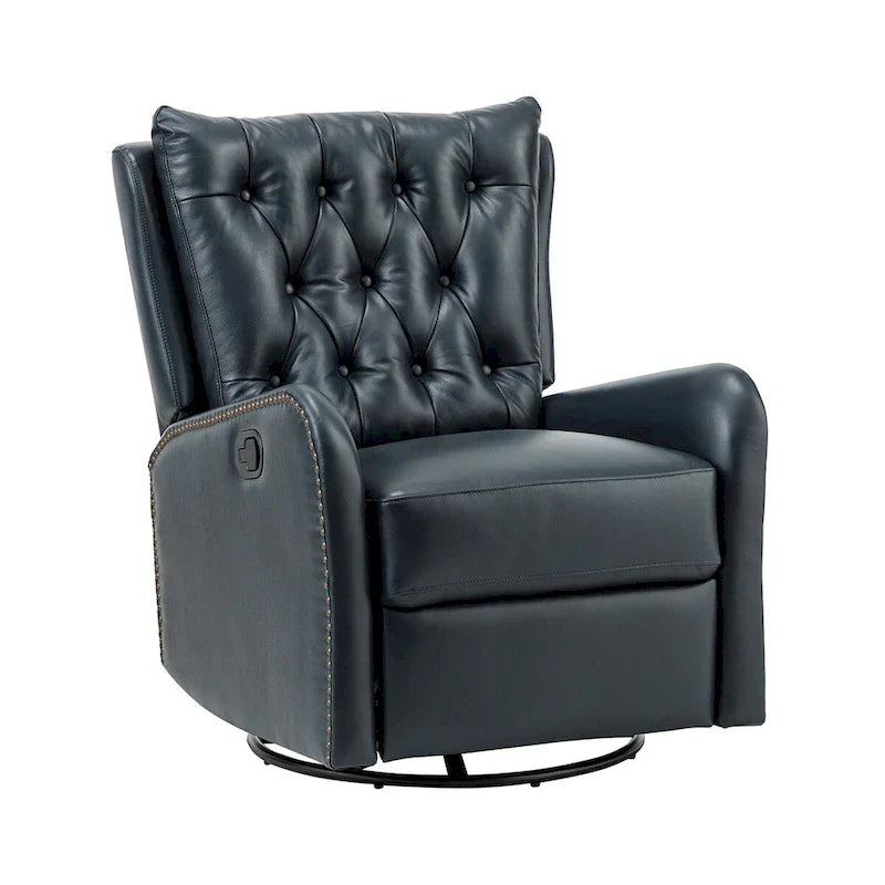 Jordano Mid-Century Leather Recliner with Metal Base by HULALA HOME