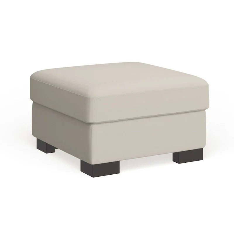 iNSPIRE Q Artisan White Cotton Fabric Down-Filled Ottoman - Lion Design