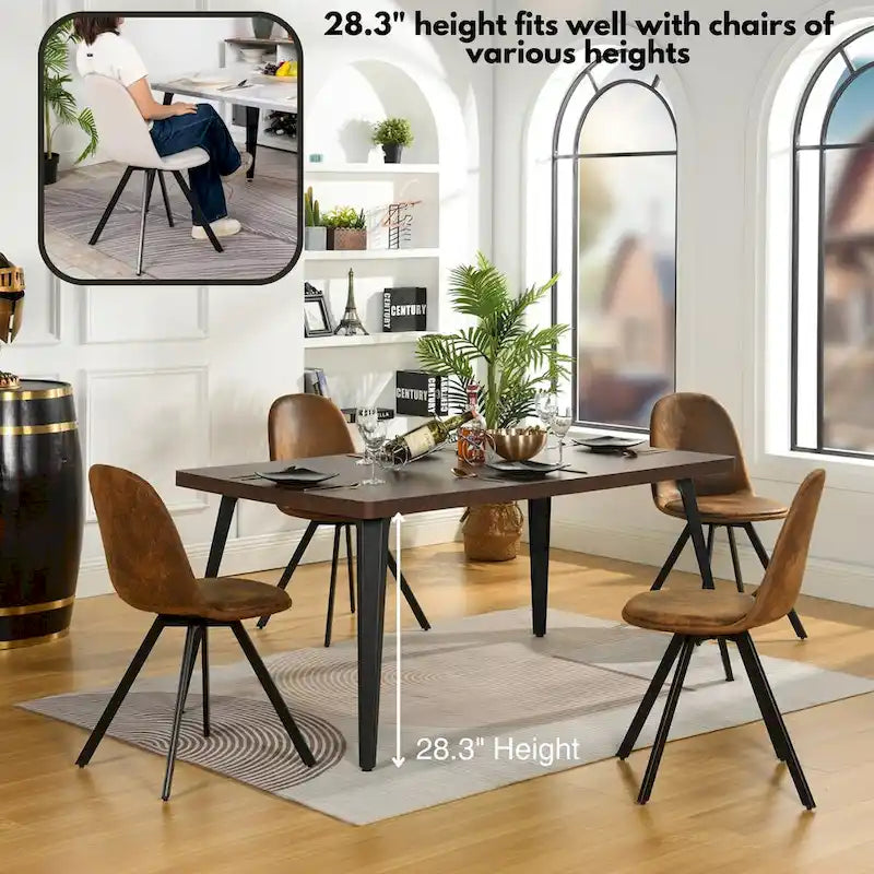 HomyLin 63-Inch Rectangular Dining Table for 4-6 People with Wooden Top and Metal Legs