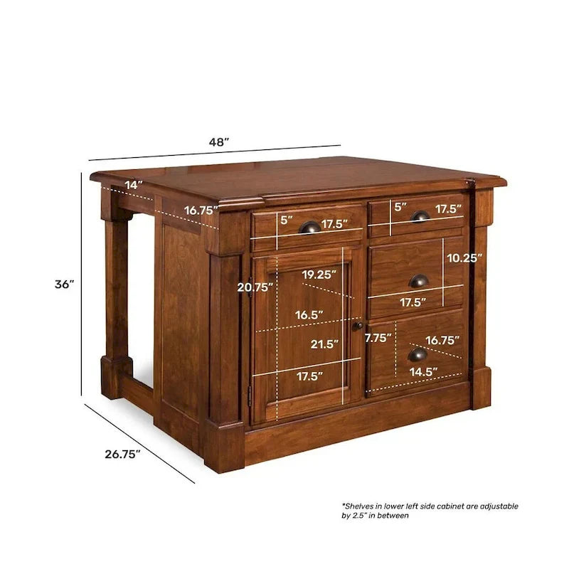 Rustic Cherry Kitchen Island by Homestyles Aspen