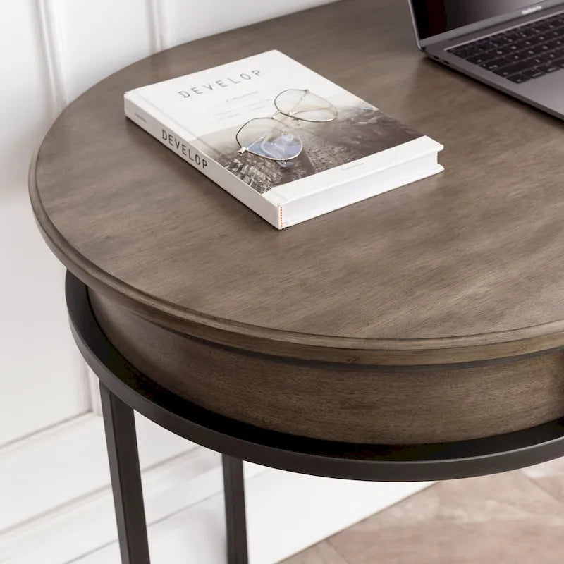 Leick Home Modern Oval Desk with Metal Legs