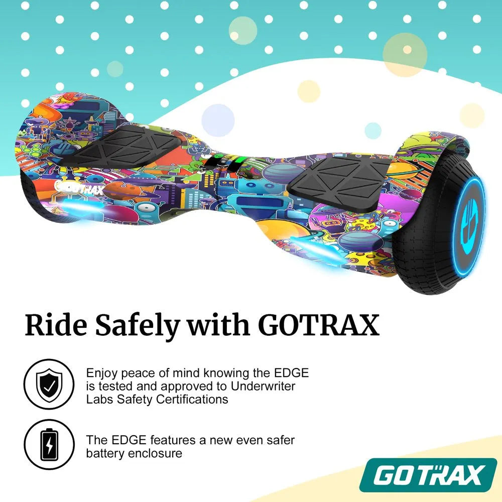 GOTRAX Edge Hoverboard for Kids Adults, 6.5" Tires 6.2Mph & 2.5 Miles Self Balancing Scooter