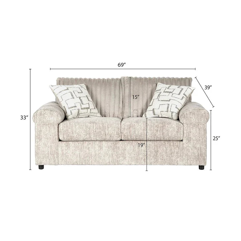 Roundhill Furniture Nason Wide Wale Corduroy Sofa, Loveseat, and Cuddle Chair Collection