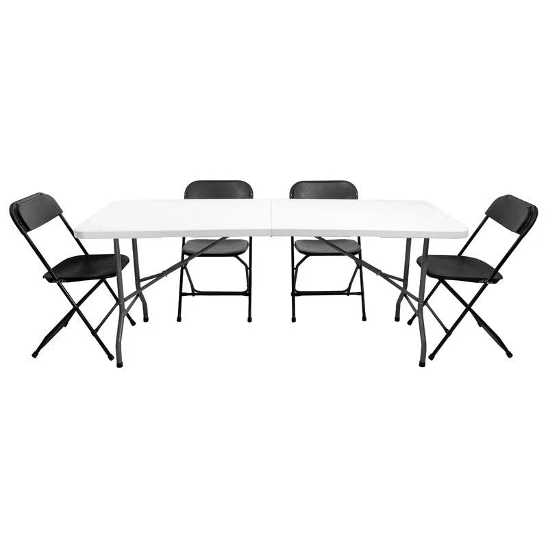 Set of 4 Portable Stackable Plastic Folding Chairs with Steel Frame for Indoor and Outdoor Events