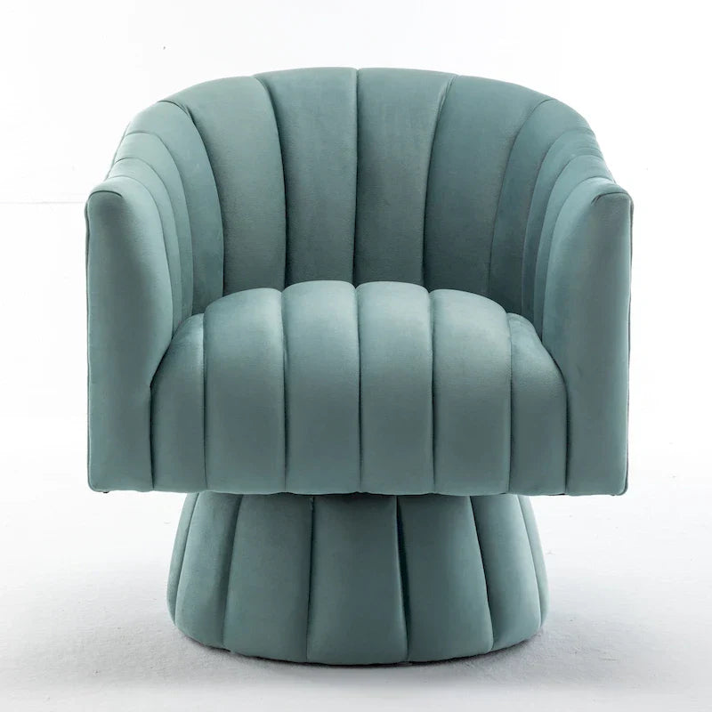 SEYNAR Contemporary Glam Velvet Round Swivel Accent Barrel Chair for Living Room